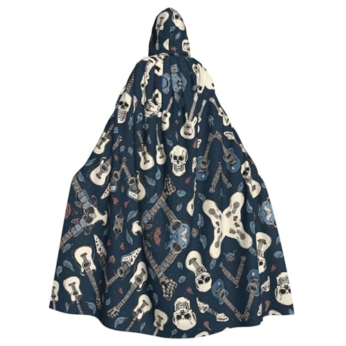 ZXMDZTSS Mexikanischer Totenkopf-Druck, Halloween-Kapuzenumhang für Erwachsene, vollständiger Druck, Party-Kostüm, Bindeverschluss, Polyester von ZXMDZTSS