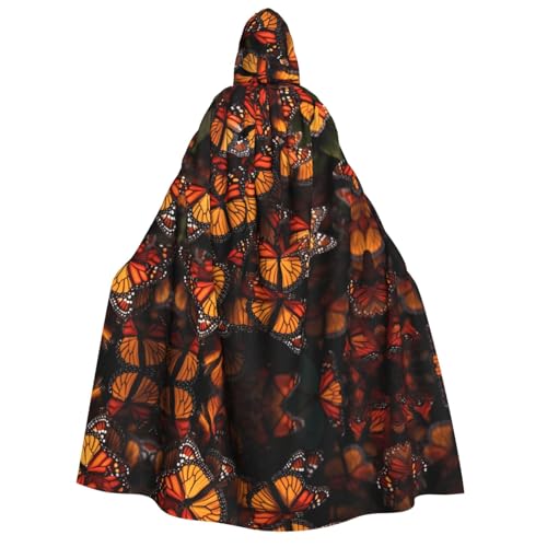 ZXMDZTSS Monarch-Schmetterlinge, Erwachsenen-Halloween-Kapuzenumhang | Volldruck-Umhang | Nackenverschluss von ZXMDZTSS