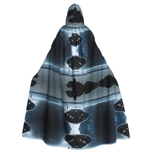 ZXMDZTSS Mondsterne und Planeten – Halloween-Kapuzenumhang für Erwachsene, Volldruck, Party-Kostüm, Bindeverschluss, Polyester von ZXMDZTSS