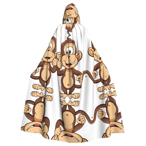 ZXMDZTSS Monkey Printed - Print Halloween Hooded Cloak Adults | Full Print Cape | Party Costume | Tie Closure Polyester von ZXMDZTSS