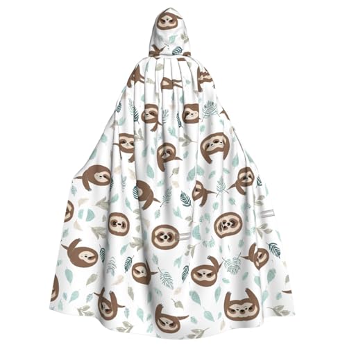 ZXMDZTSS Niedlich auf gelben Zitronen – Halloween-Kapuzenumhang für Erwachsene | Volldruckumhang | Party-Kostüm | Bindeverschluss aus Polyester von ZXMDZTSS