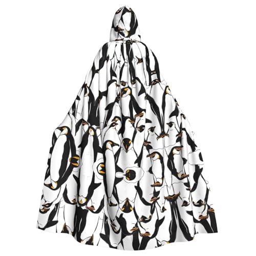 ZXMDZTSS Niedliche Baby-Pinguin-Skizze – Druck Halloween Kapuzenumhang Erwachsene | Volldruck Umhang | Party-Kostüm | Bindeverschluss Polyester von ZXMDZTSS