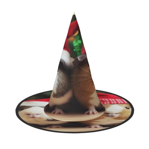 ZXMDZTSS Niedlicher Weihnachtsmütze mit Meerschweinchen-Motiv, Halloween-Hut für Erwachsene, Festivalkleidung, Hexenkostüm-Zubehör, Oxford-Stoff, 1 Stück von ZXMDZTSS