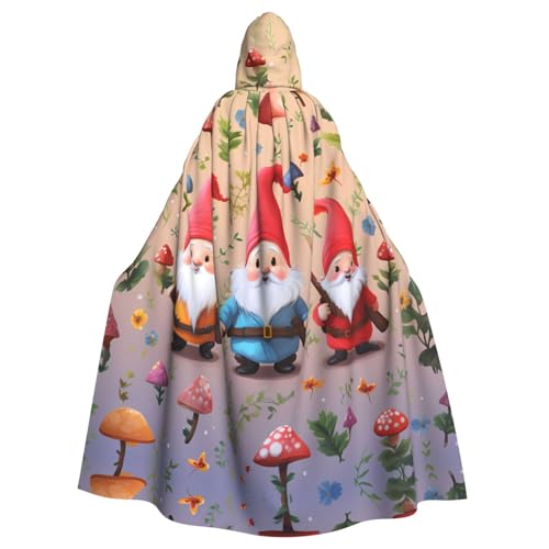 ZXMDZTSS Niedlicher Zwergen-Druck, Halloween-Kapuzenumhang für Erwachsene, vollständiger Druck, Party-Kostüm, Bindeverschluss, Polyester von ZXMDZTSS