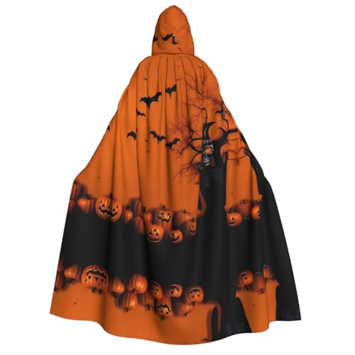 ZXMDZTSS Orangefarbener Halloween-Party-Umhang für Erwachsene, Halloween-Kapuzenumhang | Volldruck-Umhang | Nackenverschluss von ZXMDZTSS