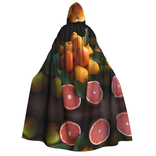 ZXMDZTSS Orangen und Mandarinen – Erwachsenen-Halloween-Kapuzenumhang | Volldruckumhang | Nackenverschluss von ZXMDZTSS