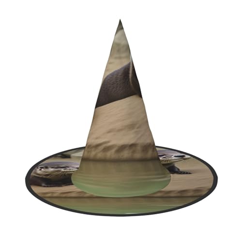ZXMDZTSS Otter Halloween-Hut für Erwachsene, Festivalkleidung, Hexenkostüm-Zubehör, Oxford-Stoff, 3 Stück von ZXMDZTSS