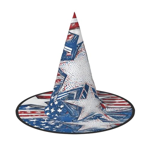 ZXMDZTSS Patriotische Sterne Streifen Unabhängigkeitstag – Druck Halloween Hut Erwachsene | Festival Wear | Hexenkostüm Zubehör | Oxford Tuch 1 Stück von ZXMDZTSS