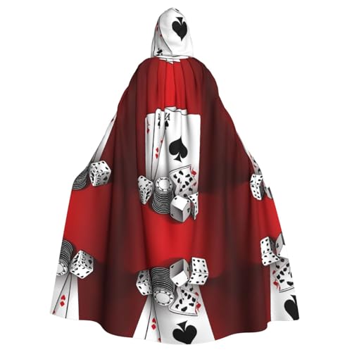 ZXMDZTSS Pokerturnier – Druck Halloween Kapuzenumhang Erwachsene | Volldruck Umhang | Partykostüm | Bindeverschluss Polyester von ZXMDZTSS