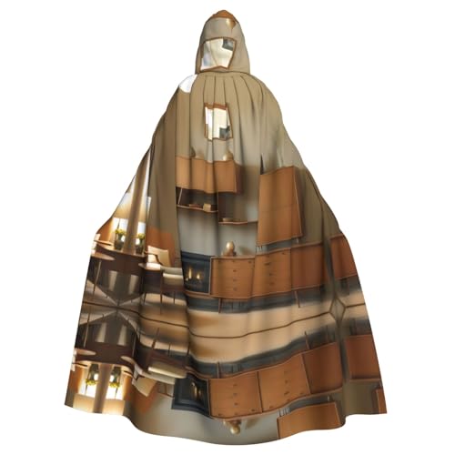 ZXMDZTSS Print Home Cabinet - Print Halloween Hooded Cloak Adults | Full Print Cape | Party Costume | Tie Closure Polyester von ZXMDZTSS