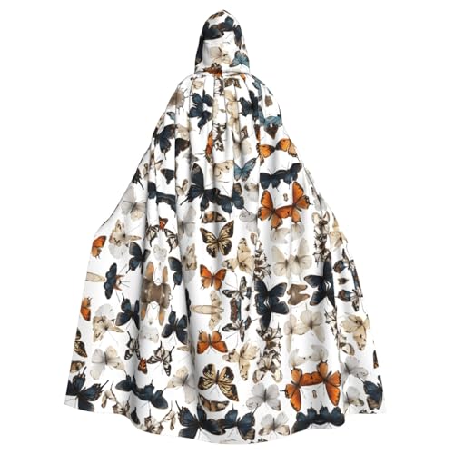 ZXMDZTSS Schmetterlings-Aufdruck, Halloween-Kapuzenumhang für Erwachsene, vollständiger Druck, Party-Kostüm, Bindeverschluss, Polyester von ZXMDZTSS