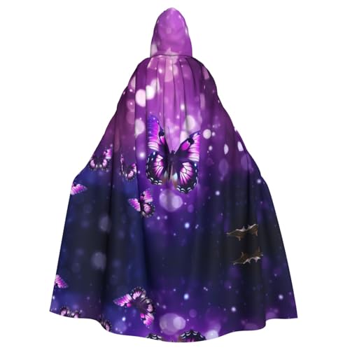 ZXMDZTSS Schmetterlings-Aufdruck, Halloween-Kapuzenumhang für Erwachsene, vollständiger Druck, Party-Kostüm, Bindeverschluss, Polyester von ZXMDZTSS