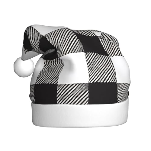 ZXMDZTSS Schwarz-weißes Karomuster für Erwachsene, Plüsch-Weihnachtsmütze, gemütlich, festlich, Weihnachtsmann-Kopfbedeckung, Pompon für Weihnachten, Partys, Feiertage. ZXMDZTSS Schwarz-weißes Karomuster für Erwachsene, Plüsch-Weihnachtsmütze, gemütlich, festlich, Weihnachtsmann-Kopfbedeckung, Pompon für Weihnachten, Partys, Feiertage. von ZXMDZTSS