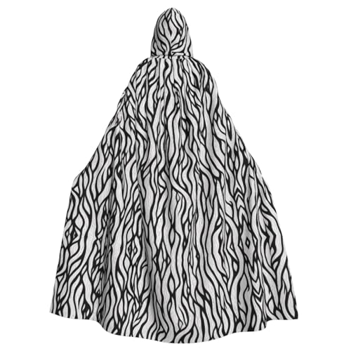 ZXMDZTSS Schwarz-weißes Texturdruckmuster – Druck Halloween Kapuzenumhang Erwachsene | Volldruck Umhang | Party-Kostüm | Bindeverschluss Polyester von ZXMDZTSS