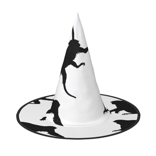 ZXMDZTSS Schwarzer Gibbon-Affen-Druck, Halloween-Hut für Erwachsene, Festivalkleidung, Hexenkostüm-Zubehör, Oxford-Stoff, 3 Stück ZXMDZTSS Schwarzer Gibbon-Affen-Druck, Halloween-Hut für Erwachsene, Festivalkleidung, Hexenkostüm-Zubehör, Oxford-Stoff, 3 Stück von ZXMDZTSS