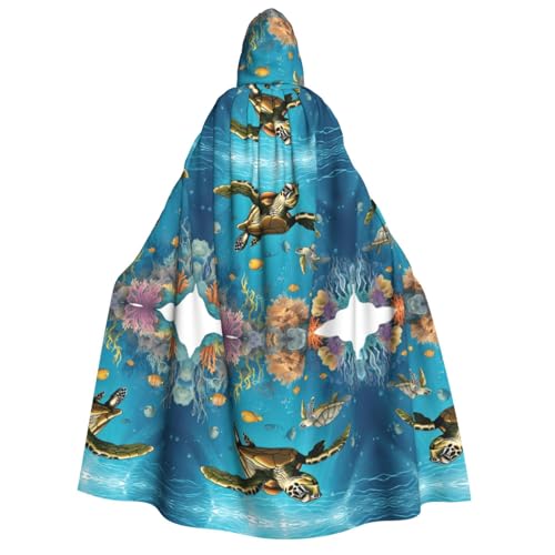 ZXMDZTSS Sea Conch Shell Turtle – Erwachsenen-Halloween-Kapuzenumhang | Volldruckumhang | Nackenverschluss von ZXMDZTSS
