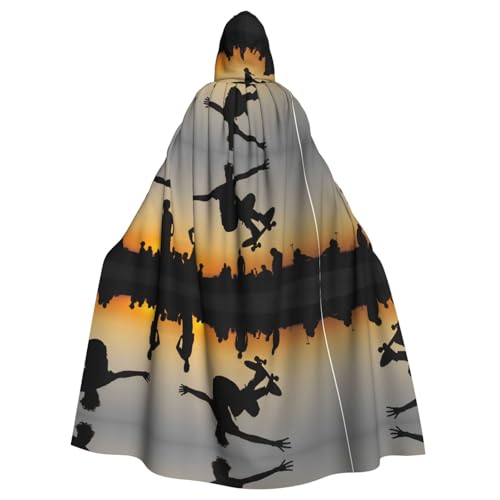 ZXMDZTSS Skateboard-Druck, Halloween-Kapuzenumhang für Erwachsene, vollständiger Druck, Party-Kostüm, Bindeverschluss, Polyester von ZXMDZTSS