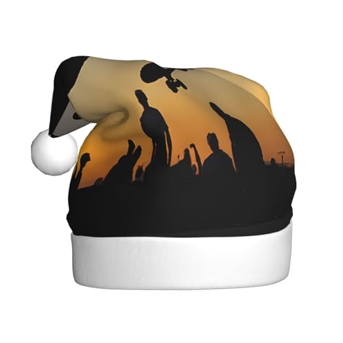 ZXMDZTSS Skateboard-Druck für Erwachsene, Plüsch-Weihnachtsmütze, gemütlich, festlich, Weihnachtsmann-Kopfbedeckung, Pom-Pom für Weihnachten, Partys, Feiertage. von ZXMDZTSS