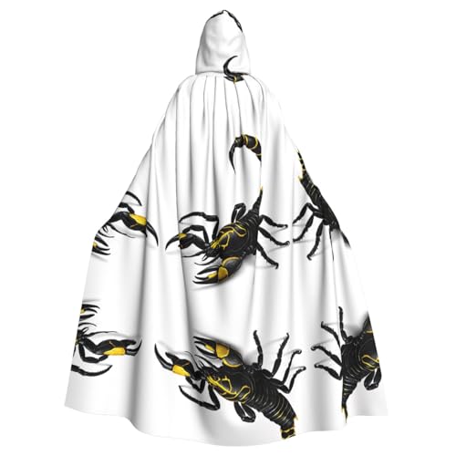 ZXMDZTSS Skorpion-Aufdruck, Halloween-Kapuzenumhang für Erwachsene, Volldruck, Party-Kostüm, Bindeverschluss, Polyester von ZXMDZTSS