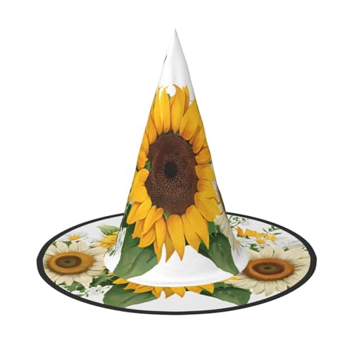 ZXMDZTSS Sonnenblumen-Druck, Halloween-Hut für Erwachsene, Festivalkleidung, Hexenkostüm-Zubehör, Oxford-Stoff, 1 Stück von ZXMDZTSS