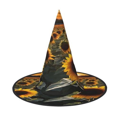 ZXMDZTSS Sonnenblumen-Druck, Halloween-Hut für Erwachsene, Festivalkleidung, Hexenkostüm-Zubehör, Oxford-Stoff, 1 Stück von ZXMDZTSS