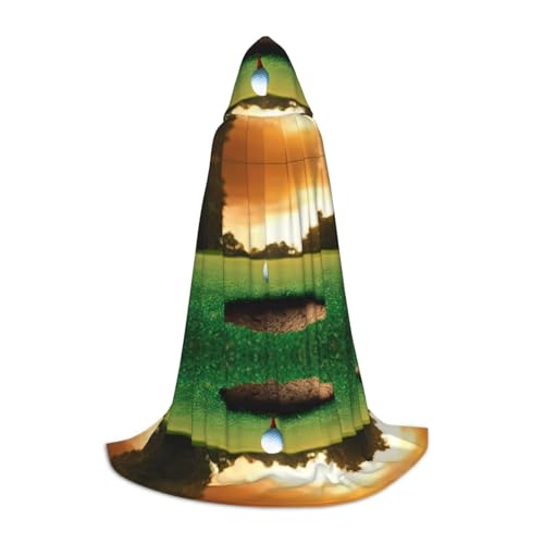 ZXMDZTSS Sport-Golfball-Umhang mit Sonnenuntergang und Baum, mit Kapuze, Umhang für Teenager, Halloween-Kostüm, wiederverwendbar, Partykleidung, Größe M von ZXMDZTSS