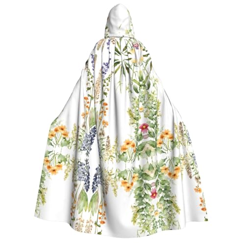 ZXMDZTSS Springtime Herb Garden – Erwachsenen-Halloween-Kapuzenumhang | Volldruckumhang | Nackenverschluss von ZXMDZTSS