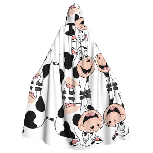 ZXMDZTSS Süßer Kuh-Druck, Halloween-Kapuzenumhang für Erwachsene, vollständiger Druck, Party-Kostüm, Bindeverschluss, Polyester von ZXMDZTSS