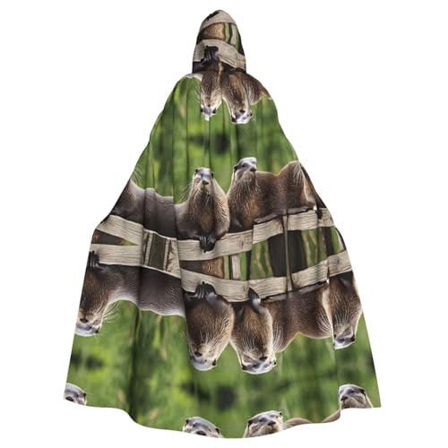 ZXMDZTSS Süßer Otter – Halloween-Kapuzenumhang für Erwachsene, Volldruck, Party-Kostüm, Bindeverschluss, Polyester von ZXMDZTSS