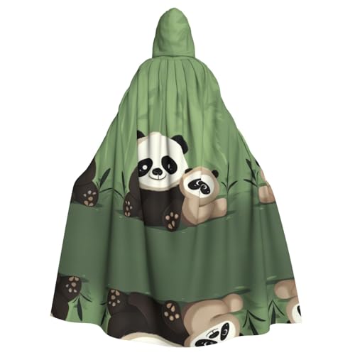 ZXMDZTSS Süßer Panda und -Druck Halloween Kapuzenumhang Erwachsene | Volldruck Umhang | Partykostüm | Bindeverschluss Polyester von ZXMDZTSS