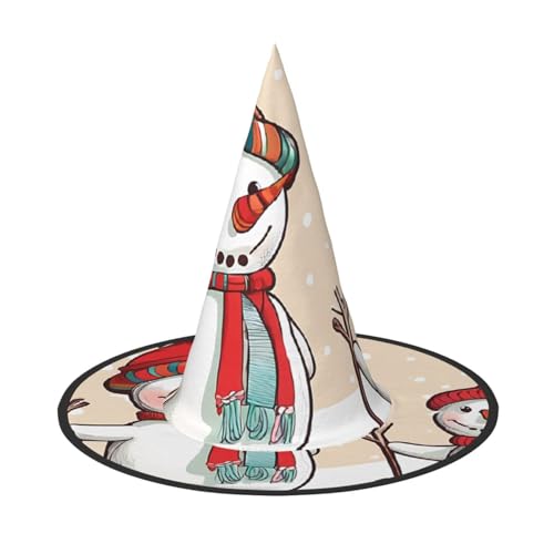 ZXMDZTSS Süßer Schneemann mit Aufdruck "Merry Christmas", Halloween-Hut für Erwachsene, Festivalkleidung, Hexenkostüm-Zubehör, Oxford-Stoff, 1 Stück von ZXMDZTSS