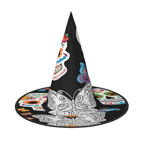 ZXMDZTSS Sugar Skulls – Halloween-Hut für Erwachsene, Festivalkleidung, Hexenkostüm-Zubehör, Oxford-Stoff, 3 Stück von ZXMDZTSS