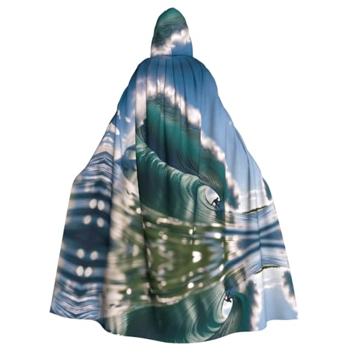 ZXMDZTSS Surfen – Halloween-Kapuzenumhang für Erwachsene, Volldruck, Party-Kostüm, Bindeverschluss, Polyester von ZXMDZTSS