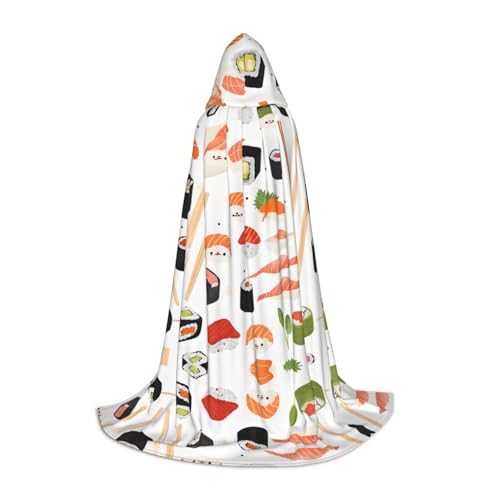 ZXMDZTSS Sushi-Essensmuster – Druck für Jugendliche mit Kapuze, Umhang für Teenager, Halloween-Kostüm, wiederverwendbare Partykleidung, Größe L von ZXMDZTSS