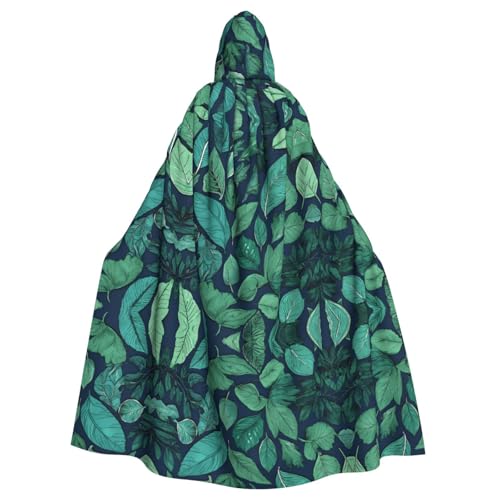 ZXMDZTSS Tropische Palmenblätter – Druck Halloween Kapuzenumhang Erwachsene | Volldruck Umhang | Partykostüm | Bindeverschluss Polyester von ZXMDZTSS