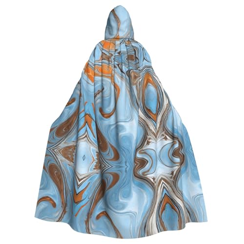 ZXMDZTSS Türkis-goldener Marmor-Druck, Halloween-Kapuzenumhang für Erwachsene, Volldruck, Party-Kostüm, Bindeverschluss, Polyester von ZXMDZTSS