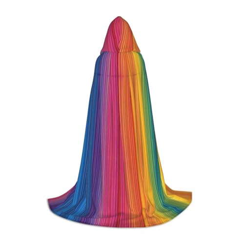 ZXMDZTSS Umhang mit Kapuze für Jugendliche, Regenbogenfarben, gestreift, Umhänge für Teenager, Halloween-Kostüm, wiederverwendbare Partykleidung, Größe S von ZXMDZTSS