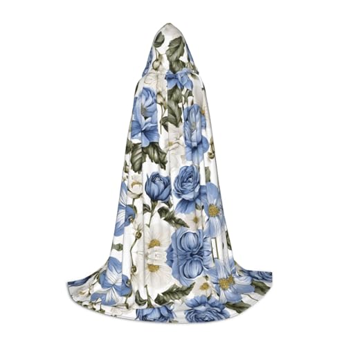 ZXMDZTSS Umhang mit bunten Blumen und Vogel-Druck, für Jugendliche, Halloween-Kostüm, wiederverwendbare Partykleidung, Größe M von ZXMDZTSS
