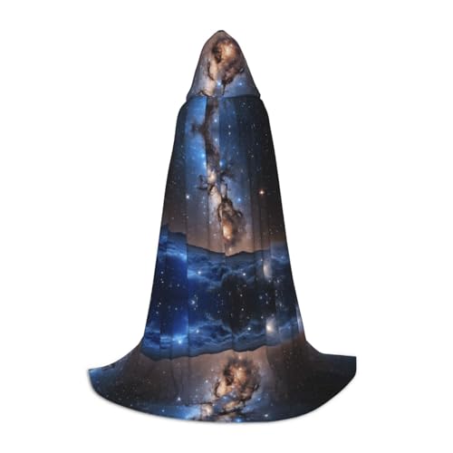 ZXMDZTSS Universe Galaxy Weltraum-Druck, Jugend-Kapuzenumhang, Umhang für Teenager, Halloween-Kostüm, wiederverwendbare Partykleidung, Größe M von ZXMDZTSS