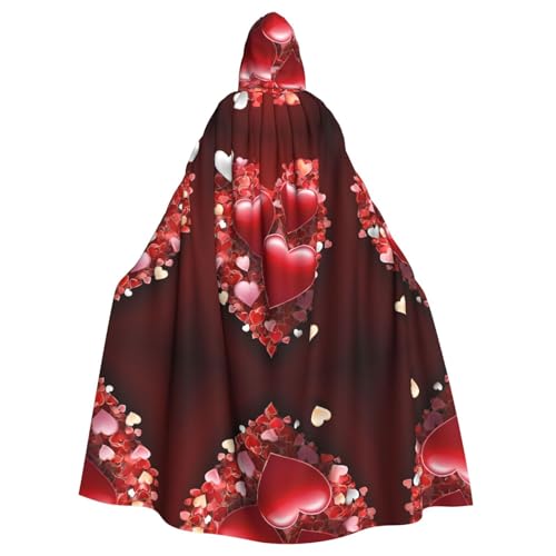 ZXMDZTSS Valentinstag – Druck Halloween Kapuzenumhang Erwachsene | Volldruck Umhang | Partykostüm | Bindeverschluss Polyester von ZXMDZTSS