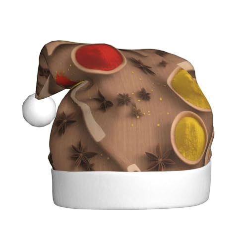 ZXMDZTSS Verschiedene Gewürz-Druckmuster – Druck für Erwachsene, Plüsch-Weihnachtsmütze, gemütlich, festlich, Weihnachtsmann-Kopfbedeckung, Pompon für Weihnachtsfeiern, Feiertage. ZXMDZTSS Verschiedene Gewürz-Druckmuster – Druck für Erwachsene, Plüsch-Weihnachtsmütze, gemütlich, festlich, Weihnachtsmann-Kopfbedeckung, Pompon für Weihnachtsfeiern, Feiertage. von ZXMDZTSS