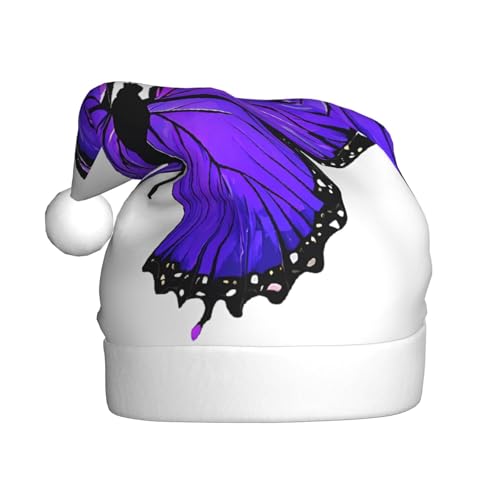 ZXMDZTSS Violette Schmetterlinge – Druck für Erwachsene, Plüsch-Weihnachtsmütze, gemütlich, festlich, Weihnachtsmann-Kopfbedeckung, Pompon für Weihnachten, Partys, Feiertage. ZXMDZTSS Violette Schmetterlinge – Druck für Erwachsene, Plüsch-Weihnachtsmütze, gemütlich, festlich, Weihnachtsmann-Kopfbedeckung, Pompon für Weihnachten, Partys, Feiertage. von ZXMDZTSS
