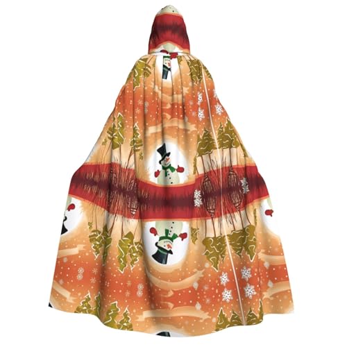 ZXMDZTSS Weihnachtlicher Schneemann-Druck, Erwachsenen-Umhang mit Kapuze, Umhang mit Volldruck, Nackenverschluss von ZXMDZTSS