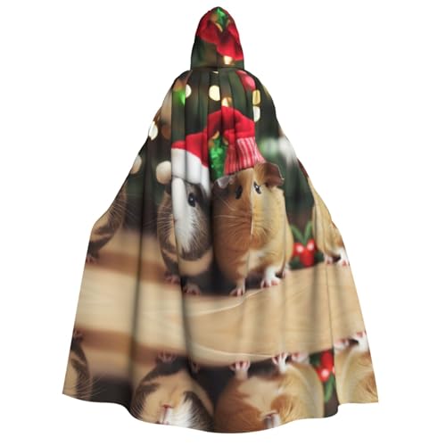 ZXMDZTSS Weihnachtlicher süßer Meerschweinchen-Umhang für Erwachsene, Halloween-Kapuzenumhang, Umhang mit durchgehendem Druck, Nackenverschluss von ZXMDZTSS