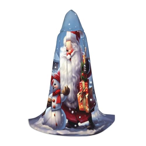 ZXMDZTSS Weihnachtsmann-Schneemann-Druck, Jugend-Kapuzenumhang, Umhang für Teenager, Halloween-Kostüm, wiederverwendbare Partykleidung, Größe M von ZXMDZTSS