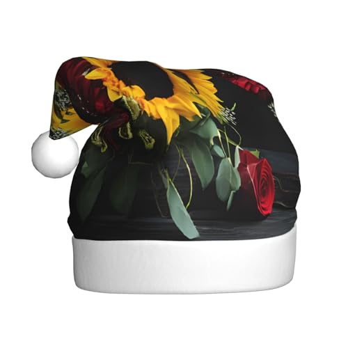 ZXMDZTSS Weihnachtsmütze mit Sonnenblumen-Druck, für Erwachsene, Plüsch, gemütlich, festlich, Weihnachtsmann-Kopfbedeckung, Pom-Pom für Weihnachten, Partys, Feiertage. ZXMDZTSS Weihnachtsmütze mit Sonnenblumen-Druck, für Erwachsene, Plüsch, gemütlich, festlich, Weihnachtsmann-Kopfbedeckung, Pom-Pom für Weihnachten, Partys, Feiertage. von ZXMDZTSS