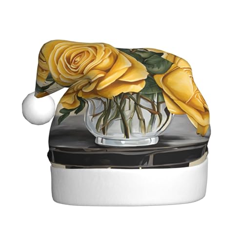 ZXMDZTSS Weihnachtsmütze mit gelber Rose für Erwachsene, Plüsch, gemütlich, festlich, Weihnachtsmann-Kopfbedeckung, Pompon für Weihnachten, Partys, Feiertage. ZXMDZTSS Weihnachtsmütze mit gelber Rose für Erwachsene, Plüsch, gemütlich, festlich, Weihnachtsmann-Kopfbedeckung, Pompon für Weihnachten, Partys, Feiertage. von ZXMDZTSS