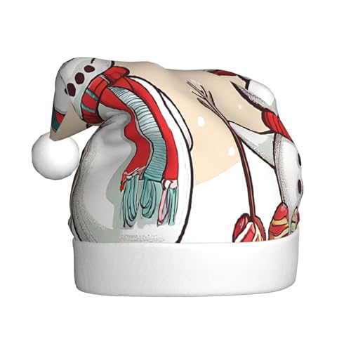 ZXMDZTSS Weihnachtsmütze mit niedlichem Schneemann-Druck, für Erwachsene, Plüsch, gemütlich, festlich, Weihnachtsmann-Kopfbedeckung, Pompon für Weihnachten, Partys, Feiertage. ZXMDZTSS Weihnachtsmütze mit niedlichem Schneemann-Druck, für Erwachsene, Plüsch, gemütlich, festlich, Weihnachtsmann-Kopfbedeckung, Pompon für Weihnachten, Partys, Feiertage. von ZXMDZTSS