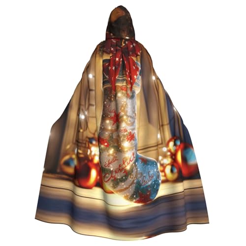 ZXMDZTSS Weihnachtssocken – Druck Halloween Kapuzenumhang Erwachsene | Volldruck Umhang | Partykostüm | Bindeverschluss Polyester von ZXMDZTSS