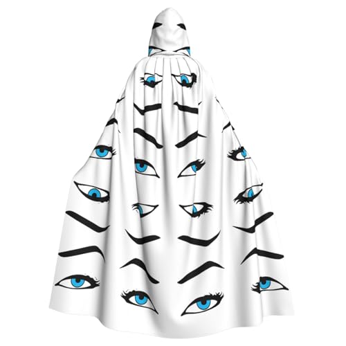 ZXMDZTSS Wimpernmuster – Druck Halloween Kapuzenumhang Erwachsene | Volldruck Umhang | Partykostüm | Bindeverschluss Polyester von ZXMDZTSS